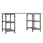 Vintage Industrial Storage Desk with Metal Frame & Poplar Wood Shelves