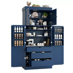 77" Freestanding Kitchen Storage Pantry Cabinet with Door & Adjustable Shelves