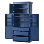 77" Freestanding Kitchen Storage Pantry Cabinet with Door & Adjustable Shelves