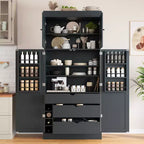 77" Freestanding Kitchen Storage Pantry Cabinet with Door & Adjustable Shelves