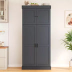 77" Freestanding Kitchen Storage Pantry Cabinet with Door & Adjustable Shelves