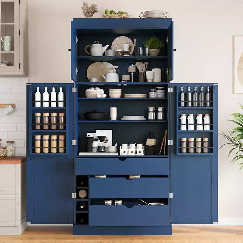 77" Freestanding Kitchen Storage Pantry Cabinet with Door & Adjustable Shelves