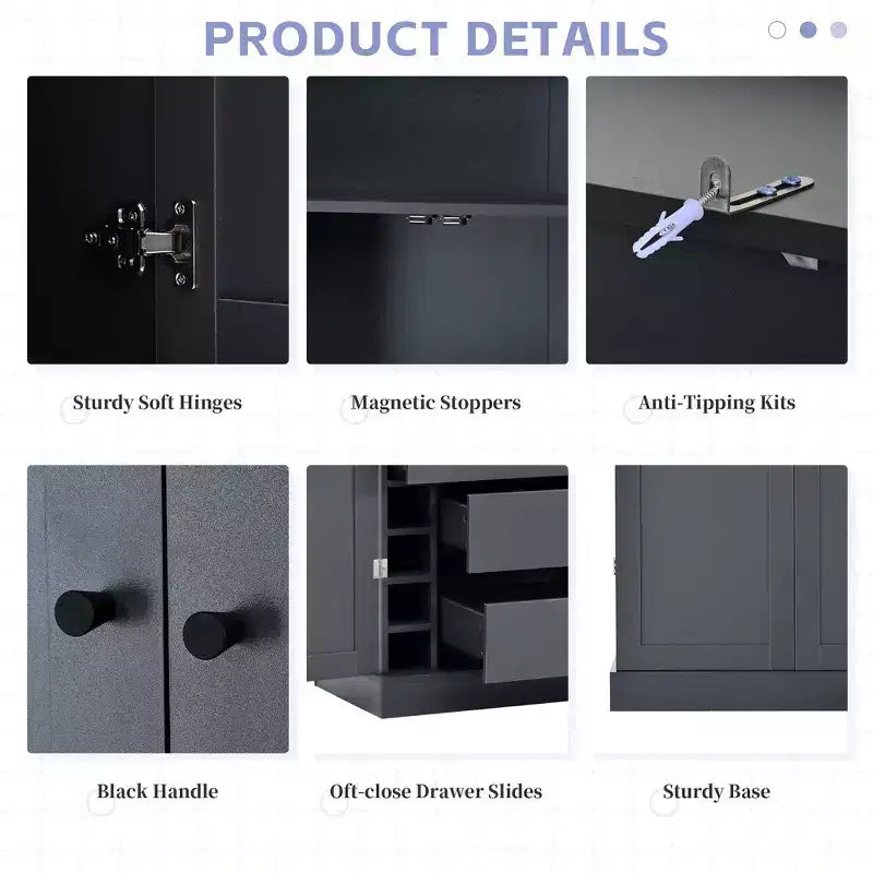 77" Freestanding Kitchen Storage Pantry Cabinet with Door & Adjustable Shelves