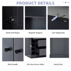 77" Freestanding Kitchen Storage Pantry Cabinet with Door & Adjustable Shelves