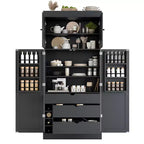 77" Freestanding Kitchen Storage Pantry Cabinet with Door & Adjustable Shelves