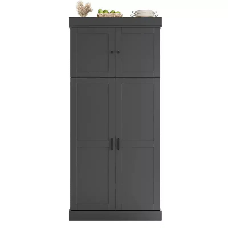 77" Freestanding Kitchen Storage Pantry Cabinet with Door & Adjustable Shelves