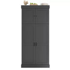 77" Freestanding Kitchen Storage Pantry Cabinet with Door & Adjustable Shelves