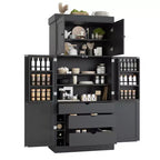 77" Freestanding Kitchen Storage Pantry Cabinet with Door & Adjustable Shelves