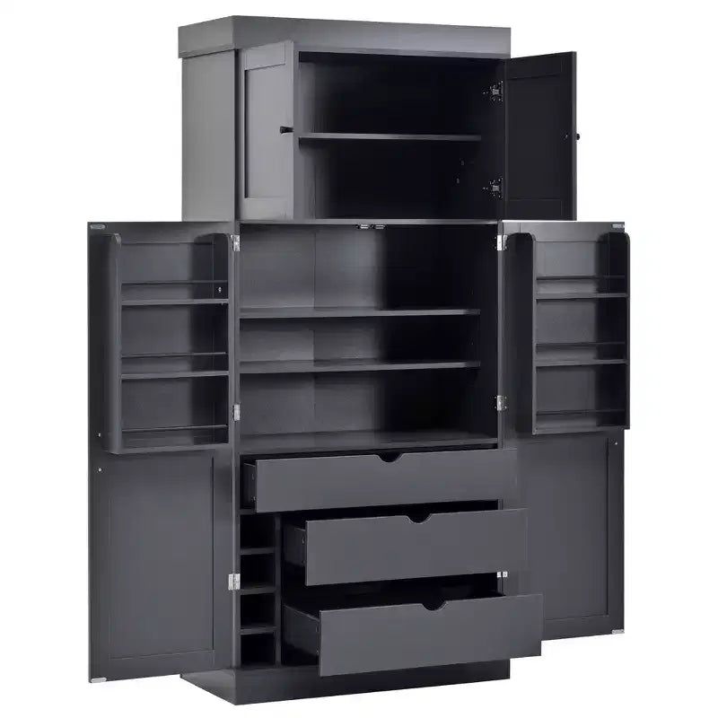 77" Freestanding Kitchen Storage Pantry Cabinet with Door & Adjustable Shelves