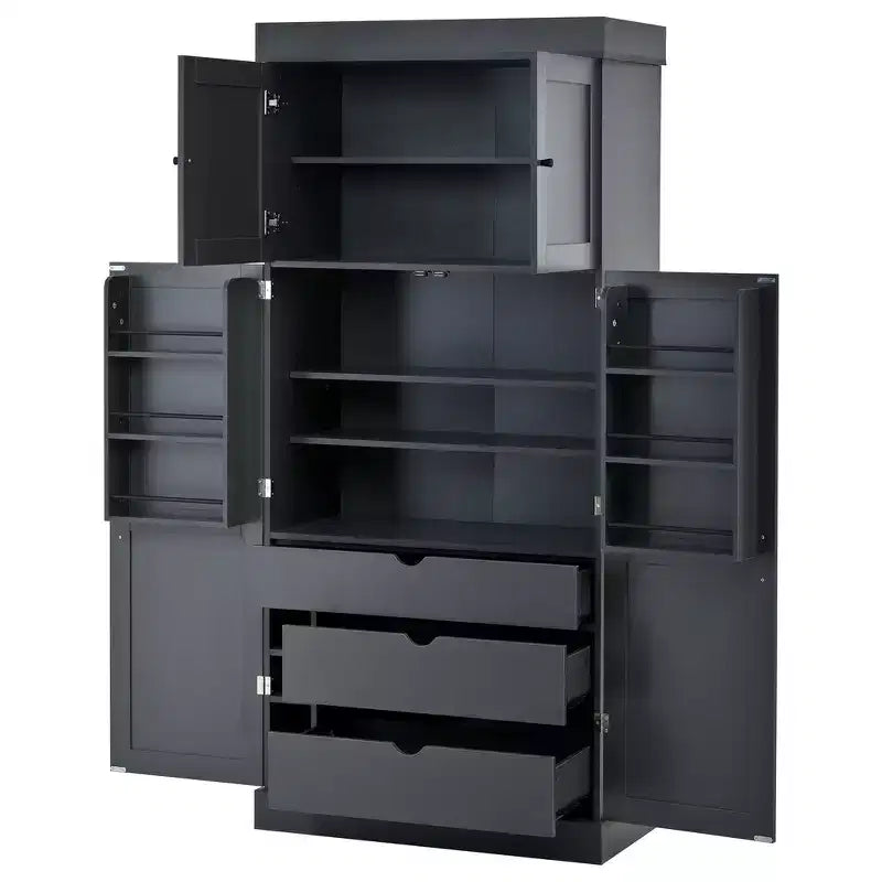 77" Freestanding Kitchen Storage Pantry Cabinet with Door & Adjustable Shelves