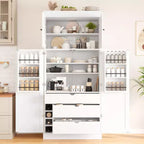 77" Freestanding Kitchen Storage Pantry Cabinet with Door & Adjustable Shelves