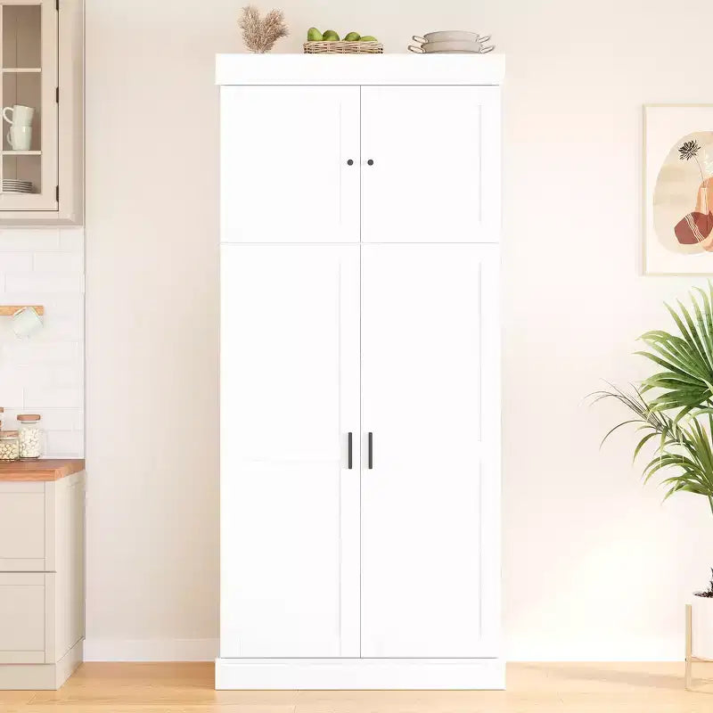 77" Freestanding Kitchen Storage Pantry Cabinet with Door & Adjustable Shelves