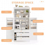 77" Freestanding Kitchen Storage Pantry Cabinet with Door & Adjustable Shelves