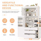 77" Freestanding Kitchen Storage Pantry Cabinet with Door & Adjustable Shelves