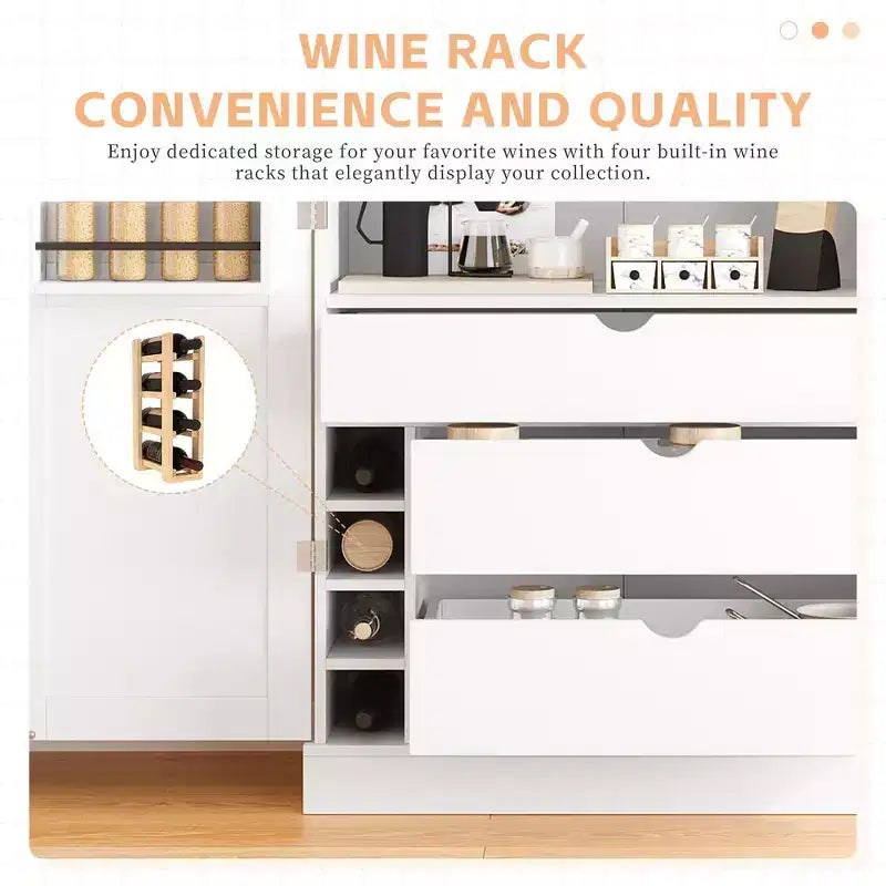 77" Freestanding Kitchen Storage Pantry Cabinet with Door & Adjustable Shelves
