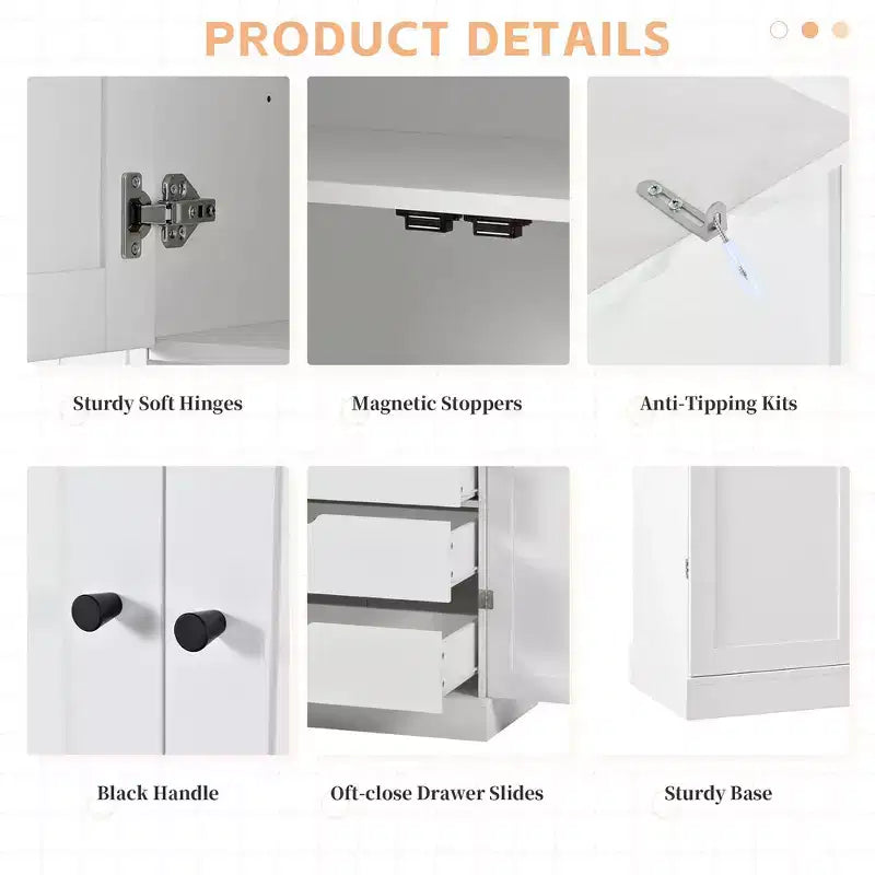 77" Freestanding Kitchen Storage Pantry Cabinet with Door & Adjustable Shelves