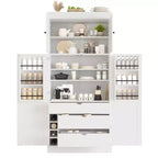 77" Freestanding Kitchen Storage Pantry Cabinet with Door & Adjustable Shelves