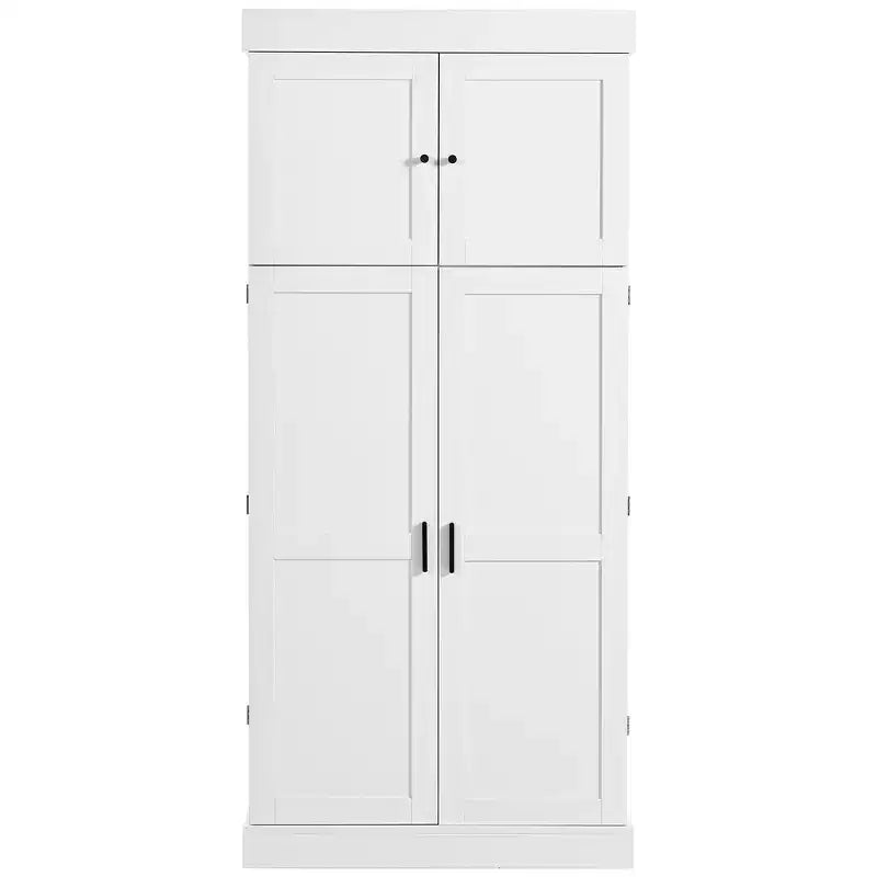 77" Freestanding Kitchen Storage Pantry Cabinet with Door & Adjustable Shelves