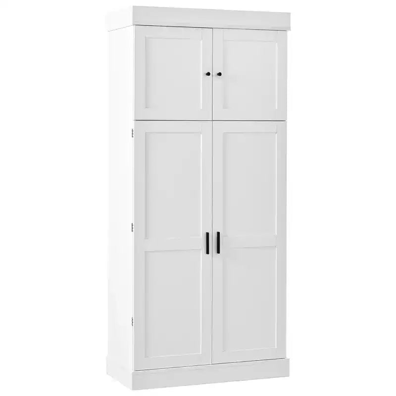 77" Freestanding Kitchen Storage Pantry Cabinet with Door & Adjustable Shelves