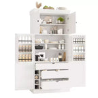 77" Freestanding Kitchen Storage Pantry Cabinet with Door & Adjustable Shelves