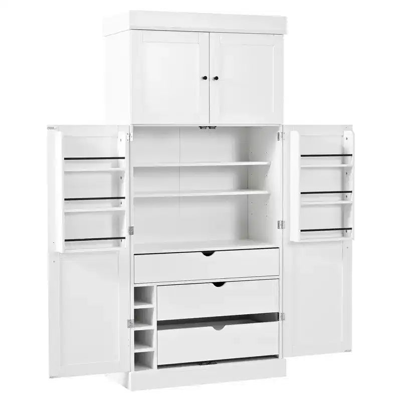 77" Freestanding Kitchen Storage Pantry Cabinet with Door & Adjustable Shelves