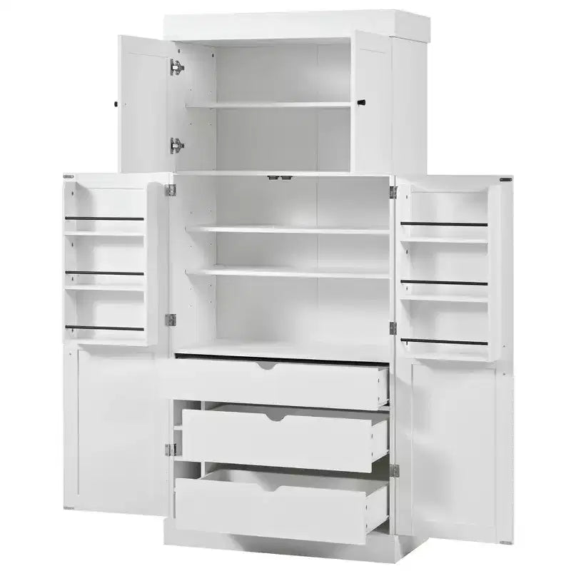77" Freestanding Kitchen Storage Pantry Cabinet with Door & Adjustable Shelves
