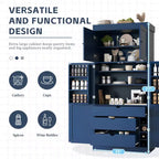 77" Freestanding Kitchen Storage Pantry Cabinet with Door & Adjustable Shelves