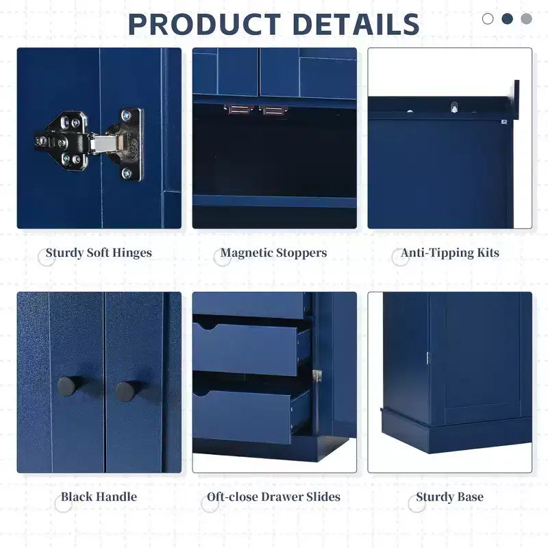77" Freestanding Kitchen Storage Pantry Cabinet with Door & Adjustable Shelves