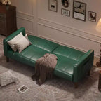 75 Modern Convertible Couch in Faux Leather, Mid-Century 3-Seat Loveseat Sleeper for Small Spaces