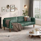 75 Modern Convertible Couch in Faux Leather, Mid-Century 3-Seat Loveseat Sleeper for Small Spaces