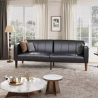 75 Modern Convertible Couch in Faux Leather, Mid-Century 3-Seat Loveseat Sleeper for Small Spaces