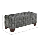 Walnut Finish Woven Upholstered Bench for Bedroom or Entryway