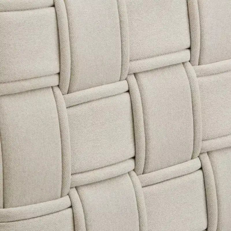 Walnut Finish Woven Upholstered Bench for Bedroom or Entryway