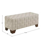 Walnut Finish Woven Upholstered Bench for Bedroom or Entryway