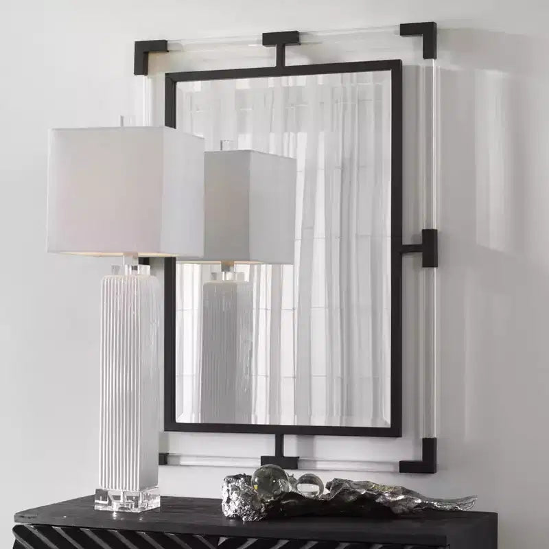 Matte Black Rectangular Wall Mirror, 28" x 38"
