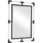 Matte Black Rectangular Wall Mirror, 28" x 38"