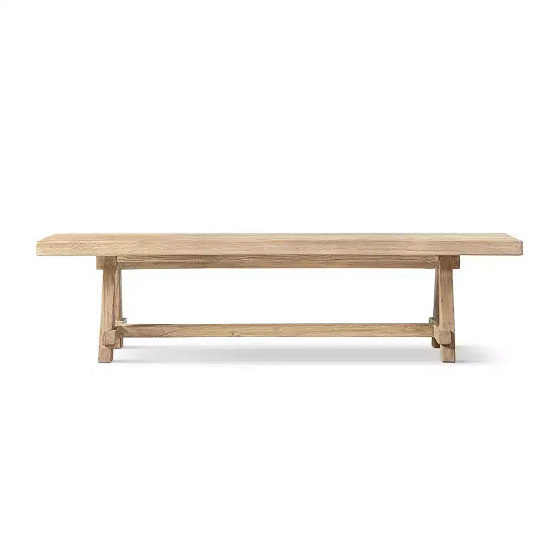 72" Reclaimed Elm Wood Trestle Dining Bench