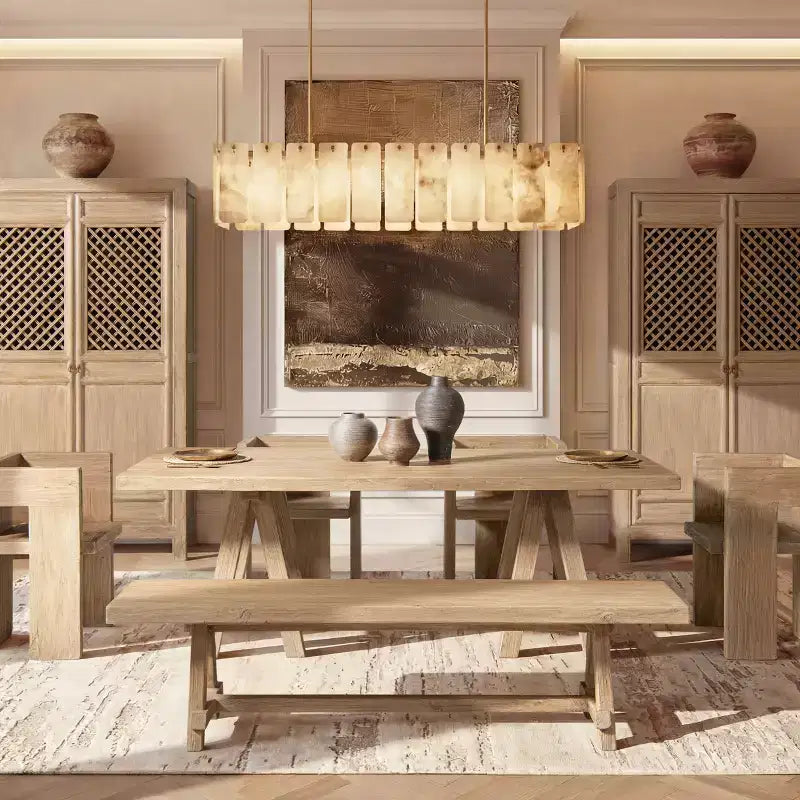 72" Reclaimed Elm Wood Trestle Dining Bench
