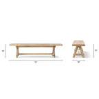72" Reclaimed Elm Wood Trestle Dining Bench