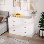 6-Drawer Changing Table Dresser,Baby Nursery Dresser & Diaper Changing Station Featuring Removable Top, Soft Pad, and MultiFunction Storage
