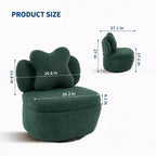 Modern Swivel Accent Chair, Teddy Fabric 360Rotating Lounge Chair , Upholstered Comfy Reading Chair for for Living Room Bedroom Small Space, Green