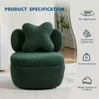 Modern Swivel Accent Chair, Teddy Fabric 360Rotating Lounge Chair , Upholstered Comfy Reading Chair for for Living Room Bedroom Small Space, Green