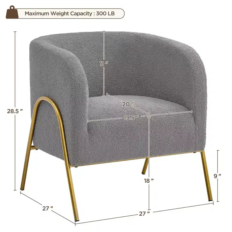 Contemporary Boucle Barrel Accent Armchair for Living Room or Bedroom