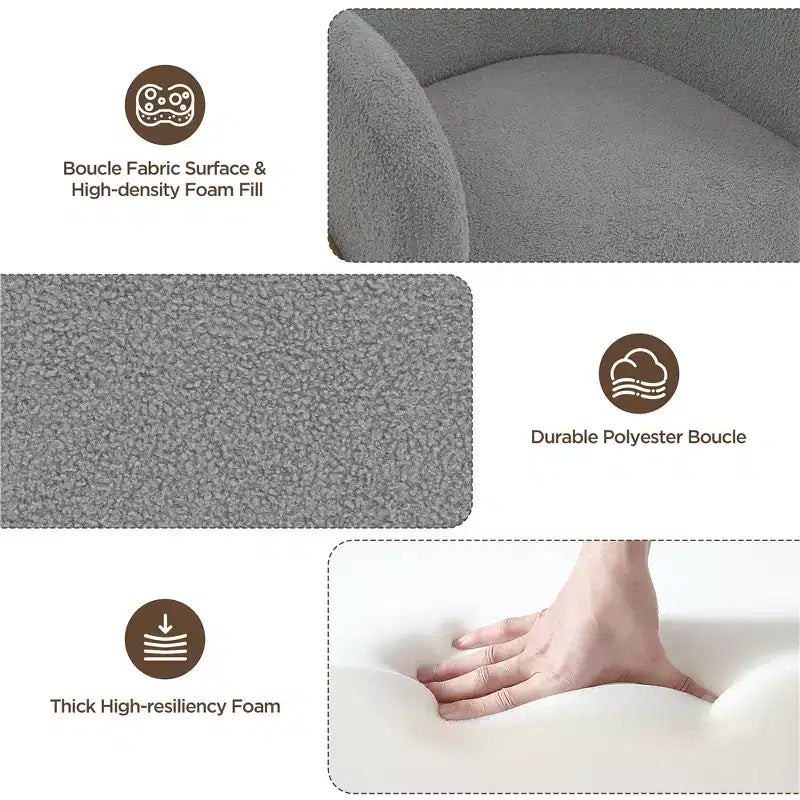 Contemporary Boucle Barrel Accent Armchair for Living Room or Bedroom