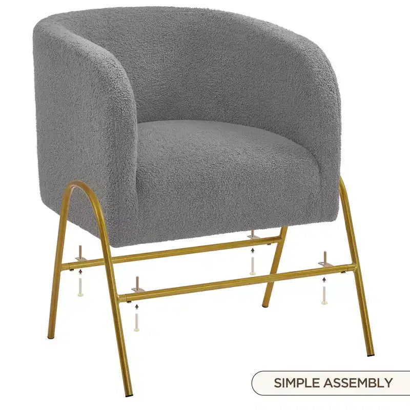 Contemporary Boucle Barrel Accent Armchair for Living Room or Bedroom