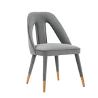 Modern Velvet Upholstered Armless Dining Chair with Elm Wood Legs