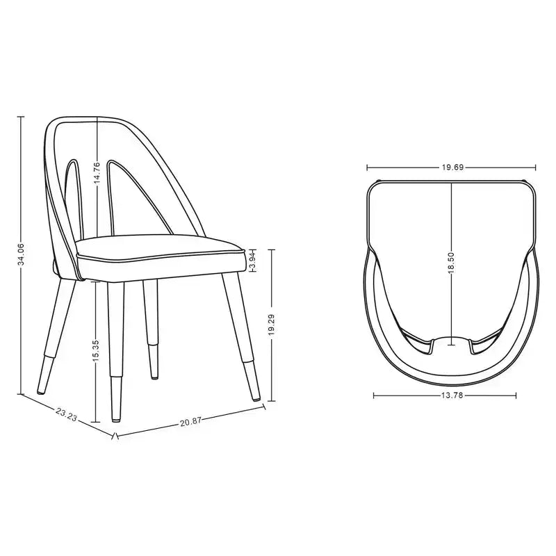 Modern Velvet Upholstered Armless Dining Chair with Elm Wood Legs