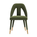 Modern Velvet Upholstered Armless Dining Chair with Elm Wood Legs