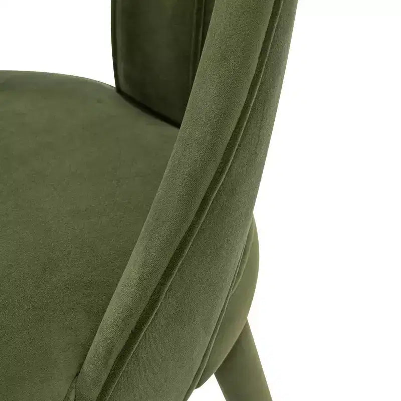 Modern Velvet Upholstered Armless Dining Chair with Elm Wood Legs