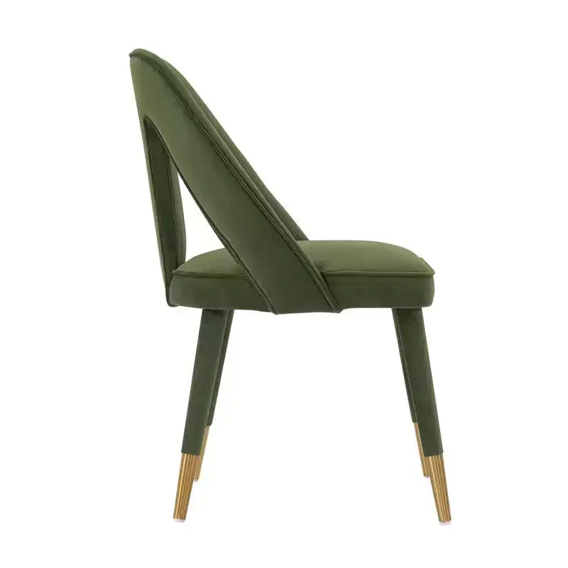Modern Velvet Upholstered Armless Dining Chair with Elm Wood Legs